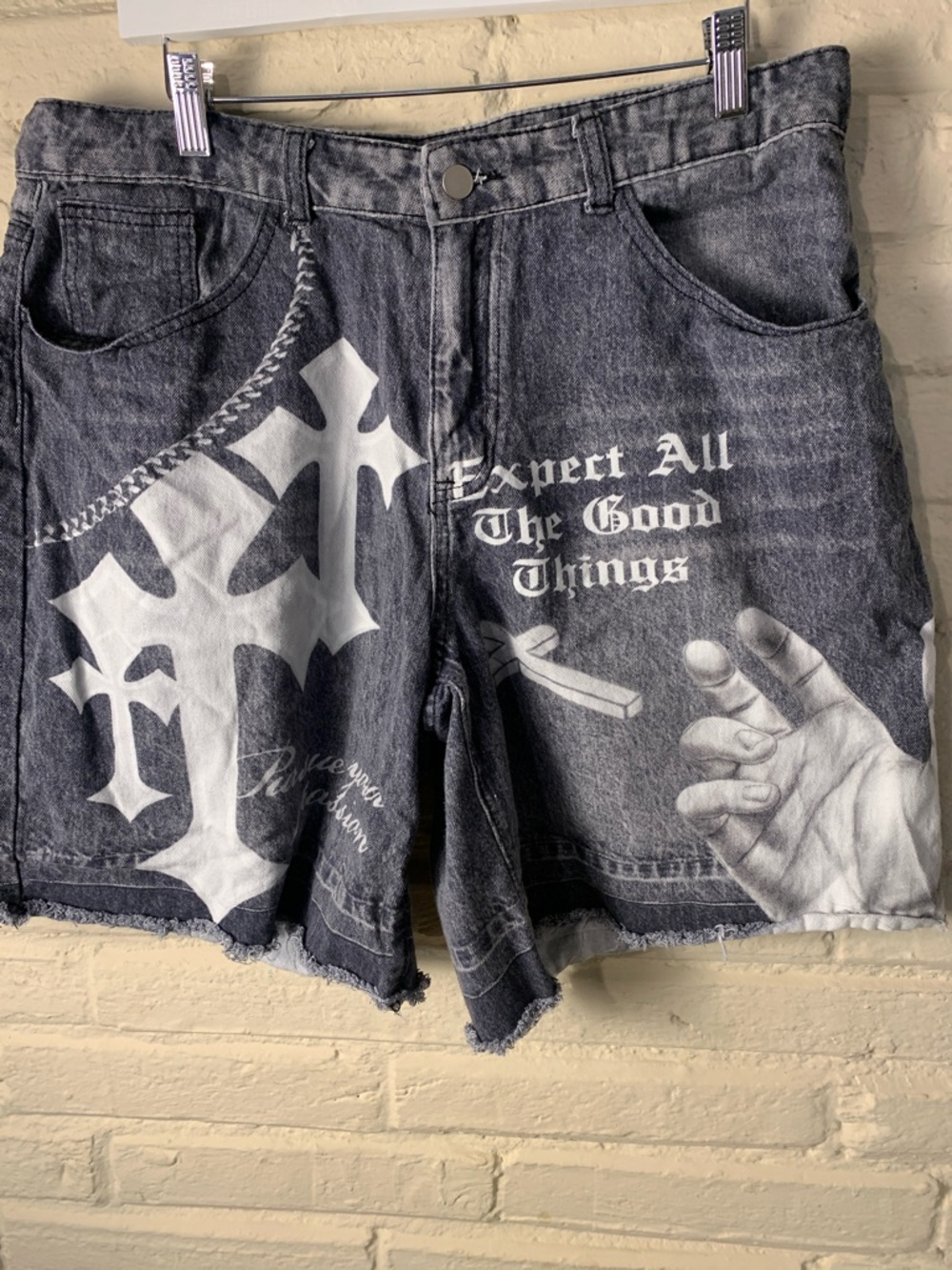 ROMWE Gray Black Denim Shorts